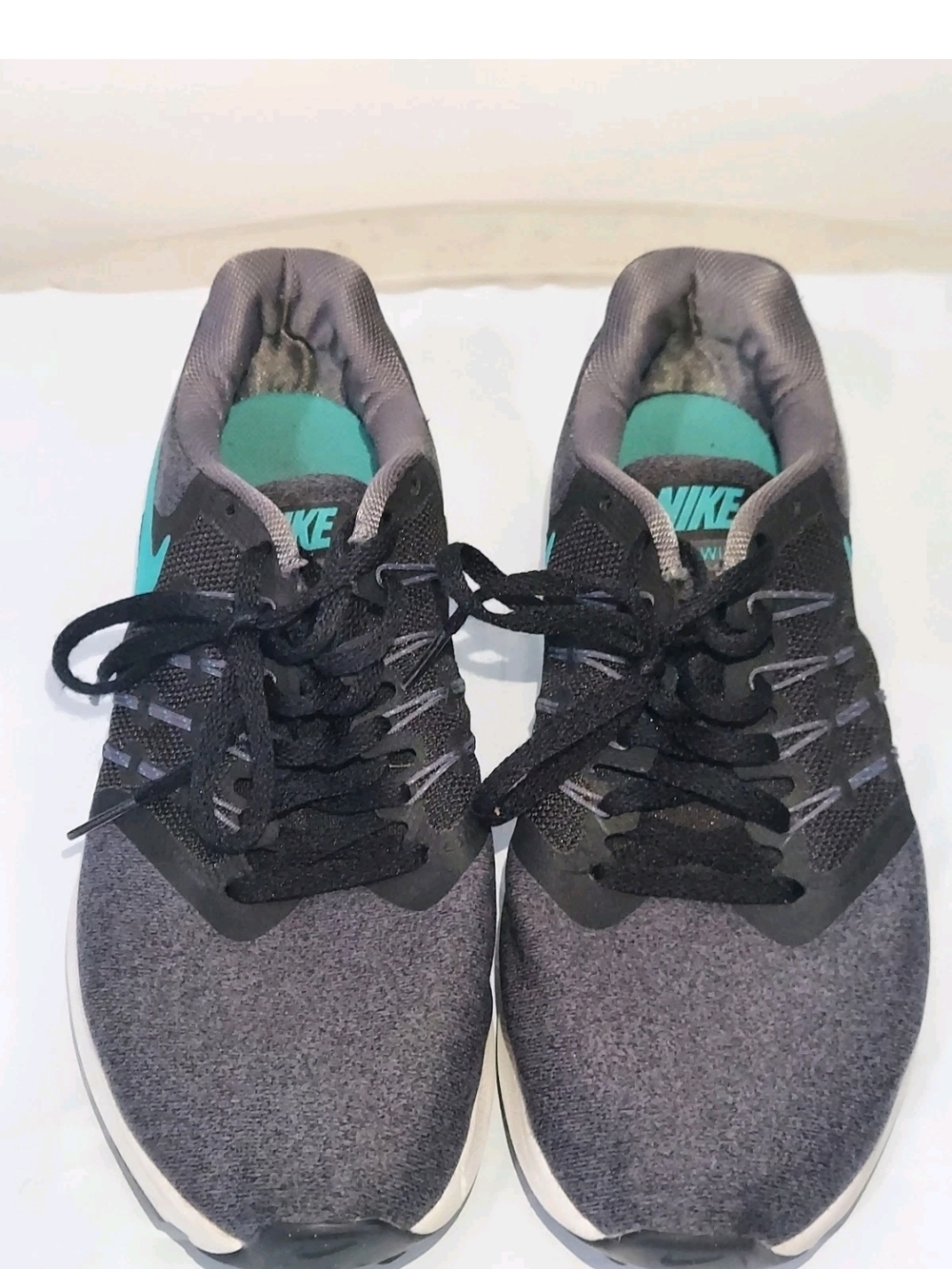 Nike Womens Run Swift Black Gray Aqua Running Shoes Lace Up Size 9.5